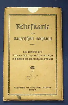 3 Relief Blätter, Reliefkarte vom Bayerischen Hochland um 1920 Ortskunde js