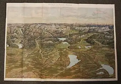 3 Relief Blätter, Reliefkarte vom Bayerischen Hochland um 1920 Ortskunde js