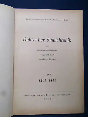 Lehmann Chronik der Stadt Delitzsch 4 Bde um 1960 Geschichte Sachsen Saxonica sf