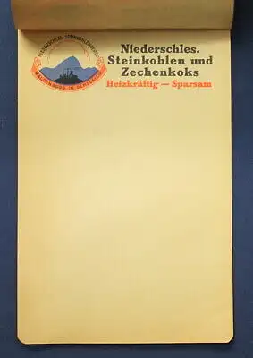 Werbeblock um 1925 Niederschlesische Steinkohlen und Zechenkoks selten js