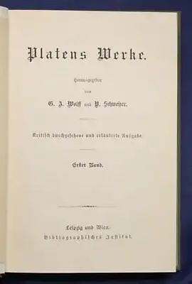 Wolff/Schweizer Platens Werke 2 Bde 1920 Belletristik Klassiker Weltliteratur sf