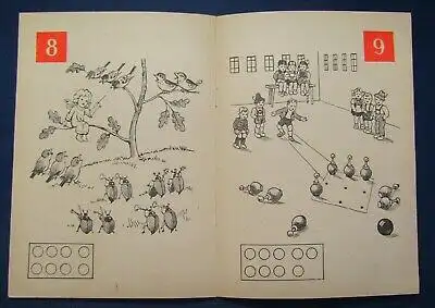 Meindl Lustige Zahlen- Fibel um 1950 illustriert zum ausmalen für Kinder  lernen