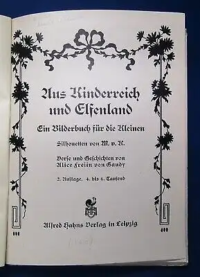 Gandy Aus Kinderreich und Elfenland 1910 Silhouetten Kinderbuch Belletristik