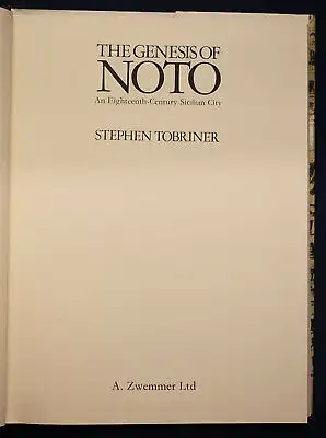 Tobriner The Genesis of Noto An Eigtheenth-Country Sicilian City 1982 sf