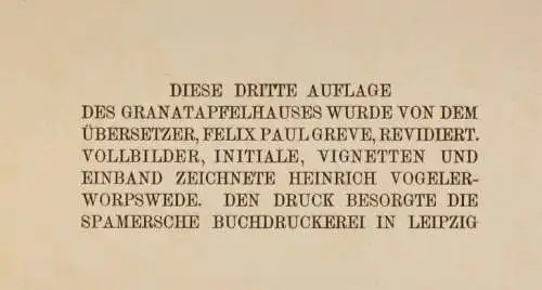 Wilde Das Granatapfelhaus 1907 Geschichten Erzählungen Unterhaltung sf