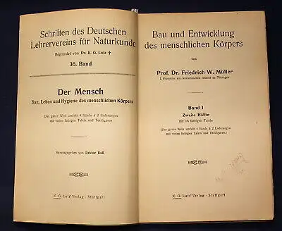 Bau und Entwicklung des menschlichen Körpers 2 Bände 1 & 2 komplett 1914 js