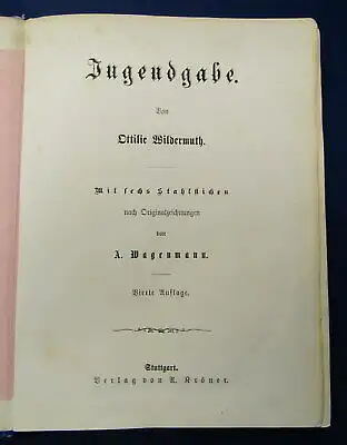 Wildermuth Jugendgabe um 1870 Mit 6 Stahlstichen Geschichten Erzählungen