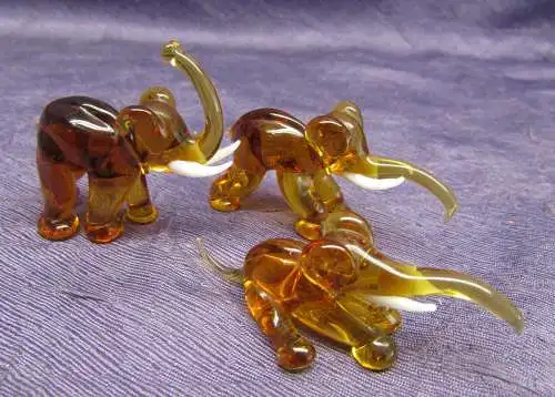Elefantenfamilie 3 Stk - Lauscha Glasfiguren Mundgeblasen Glas Thüringen Pelikan