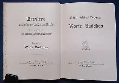 Regener Worte Buddhas Bd 2 300 Exemplare hs. nummeriert Belletristik 1906 js