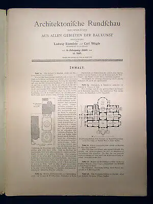 Eisenlohr/ Weigle Architektonische Rundschau 9. Jhg Lieferung 10 1893 Kunst sf