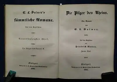 Bulwers Sämmtliche Werke 2 Teile 4 Werke in 1 Buch 1841 Belletristik  js