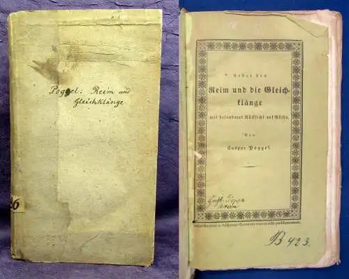Pogger Grundzüge einer Theorie d. Reimes und der Gleichklänge 1836 Original js