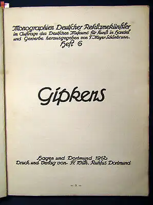 Schönbrunn Julius) Gipken Monographien Deutscher Reklamekünstler 6.Heft 1912 js