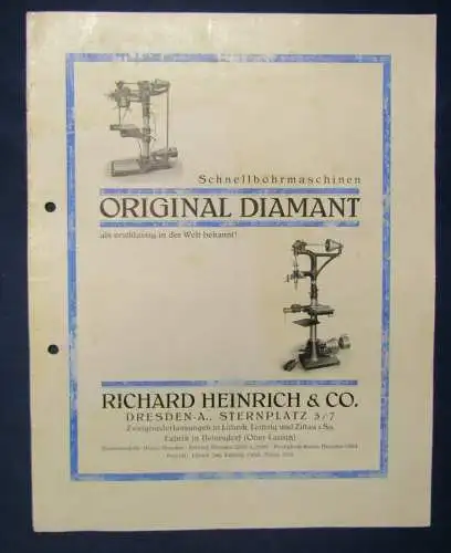 Or. Prospekt Diamant Schnellbohrmaschinen Richard Heinrich & Co. um 1920  js