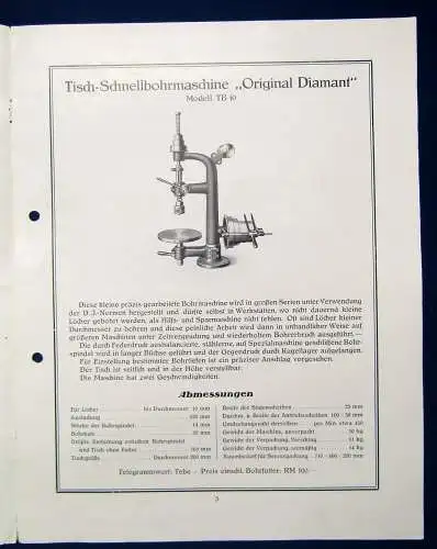 Or. Prospekt Diamant Schnellbohrmaschinen Richard Heinrich & Co. um 1920  js