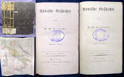 Riebuhr Römische Geschichte 2 Bde.(von 3) 2 Karten handkoloriert EA Ortskunde js