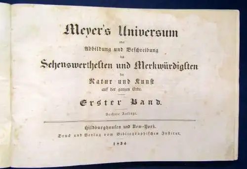Meyers Universum Sehenswerthesten und Merkwürdigkeiten 1.Bd Stahlstich 1834 js 