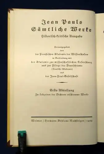Jean Pauls Sämtliche Werke Hesperus 3.Bd. 1929 Lyrik Klassiker Gedichte Reise mb