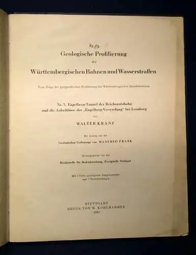 Geologische Profilierung d. Württembergischen Bahnen u. Wasserstraßen 1939 js
