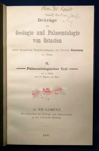 Lorenz Beiträge zur Geologie u. Palaeontologie v. Ostasien 1906 2. Teil apart js