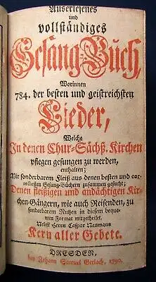 Auserlesenes u. vollständiges Gesang-Buch 1790 Frontispiz Dresden 5 Titel js