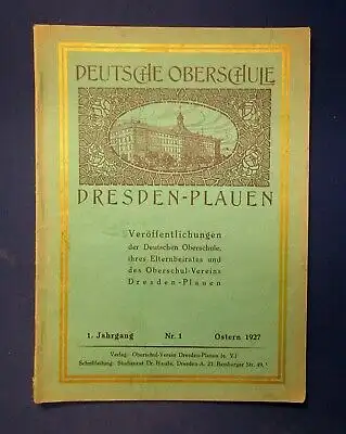 Haufe Deutsche Oberschule Dresden-Plauen Ostern 1927 1. Jahrgang Ortskunde js