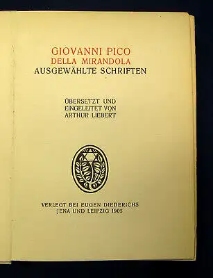 Mirandola Ausgewählte Schriften 1905 Belletristik Klassiker Literatur Lyrik mb