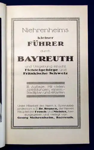 Niehrenheims kleiner Führer durch Bayreuth um 1915 Guide Führer Ortskunde mb
