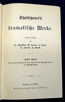 Jordan Shakespeare`s dramatische Werke 9 Bde. komplett um 1890 Klassiker js