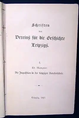 Schriften des Vereins für die Geschichte Leipzigs 1-4 komplett 1872 Wissen js
