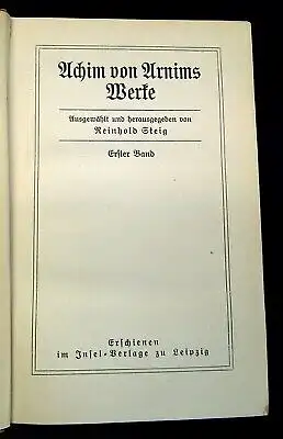 Steig Achim von Arnims Werke 3 Bde. Insel Verlag 1911 Literatur js