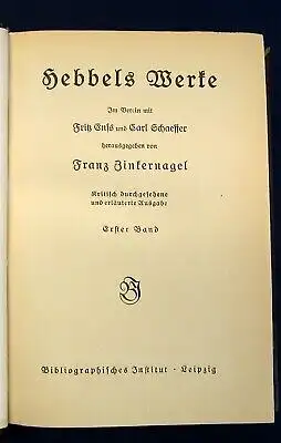 Zinkernagel Hebbels Werke 1-6 Bde. komplett um 1910 Halbleder gebunden js