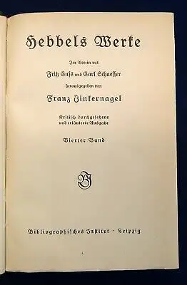 Zinkernagel Hebbels Werke 1-6 Bde. komplett um 1910 Halbleder gebunden js
