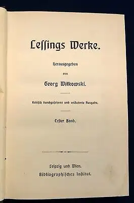 Witkowski Lessings Werke um 1895 Klassiker dekorativer Belletristik js