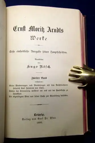 Arndt´s Sämmtliche Werke Bd. 1-6 in 3 Büchern (von 14) 1892 Belletristik mb
