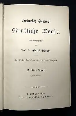 Elster Heinrich Heines Sämtliche Werke 1-7 komplett Klassiker  um 1900 js