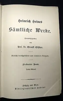 Elster Heinrich Heines Sämtliche Werke 1-7 komplett Klassiker  um 1900 js