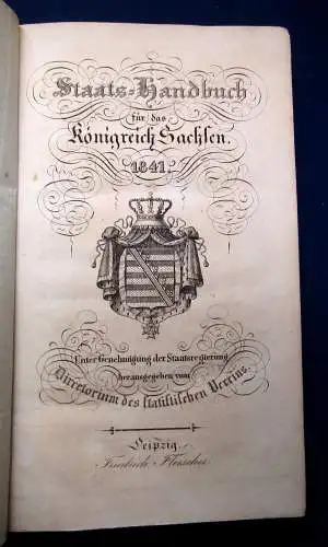 Directorium des stat. Vereins Staats-Handbuch für das Königreich Sachsen 1841 mb
