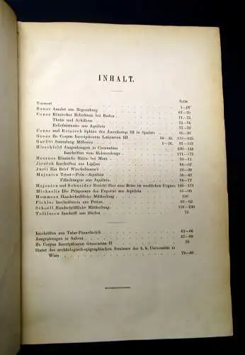 Conze Archaeologisch-Epigraphische  Mittheilungen Oesterreich 1877/78/79 3 Jhge.