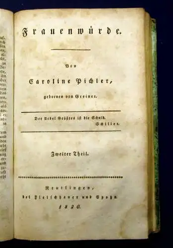 Pichler  Frauenwürde  4 Bde in 2 komplett 1820 4 Bde in 2 kompl Belletristik mb