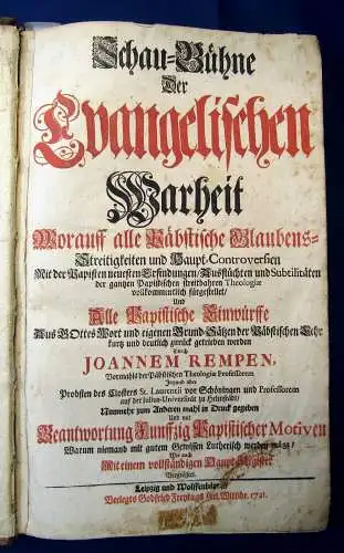 Rempen Schau-Bühne der evangelischen Wahrheit 1721 selten Christentum 2 Werke js