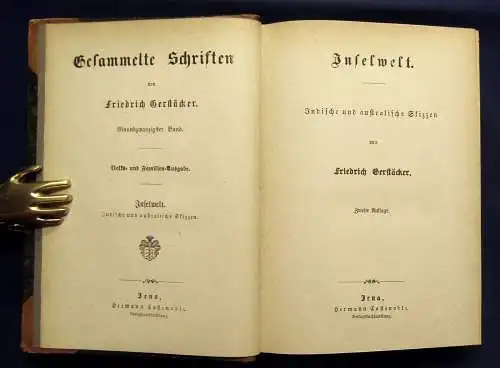 Gerstäcker Gesammelte Schriften Inselwelt um 1870 Belletristik mb