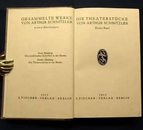 Die Theaterstücke von Arthur Schnitzler in 4 Bänden 1915 Kunst Kultur HLdr. js