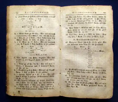 Schürmann Practisches Schulbuch Rechenkunst und Geometrie 1822 Mathematik mb