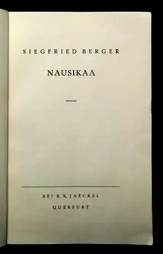 Berger Nausikaa um 1935 Belletristik Literatur Klassiker Lyrik Lyrika mb