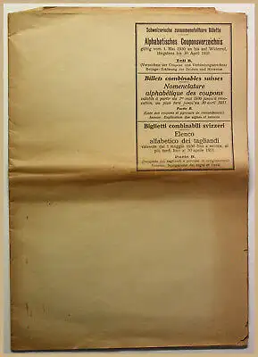 Orig. Prospekt Alphabetisches Couponsverzeichnis Teil B 1930 Eisenbahn Fahrt sf