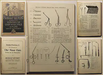 Detert Sonder-Preisliste D über Instrumente für Ohr, Nase, Hals um 1910 sf