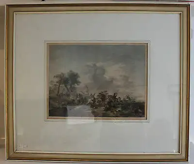 Pietro Antonio Martini Schlachtenszene kolorierter Kupferstich 1774 Kunst sf