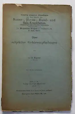 Orig. Prospekt von Kayser Über subjektive Gehörsempfindungen 1897 Medizin sf