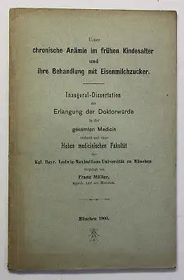 Orig. Prospekt Über chronische Anämie im frühen Kindesalter 1900 Medizin sf